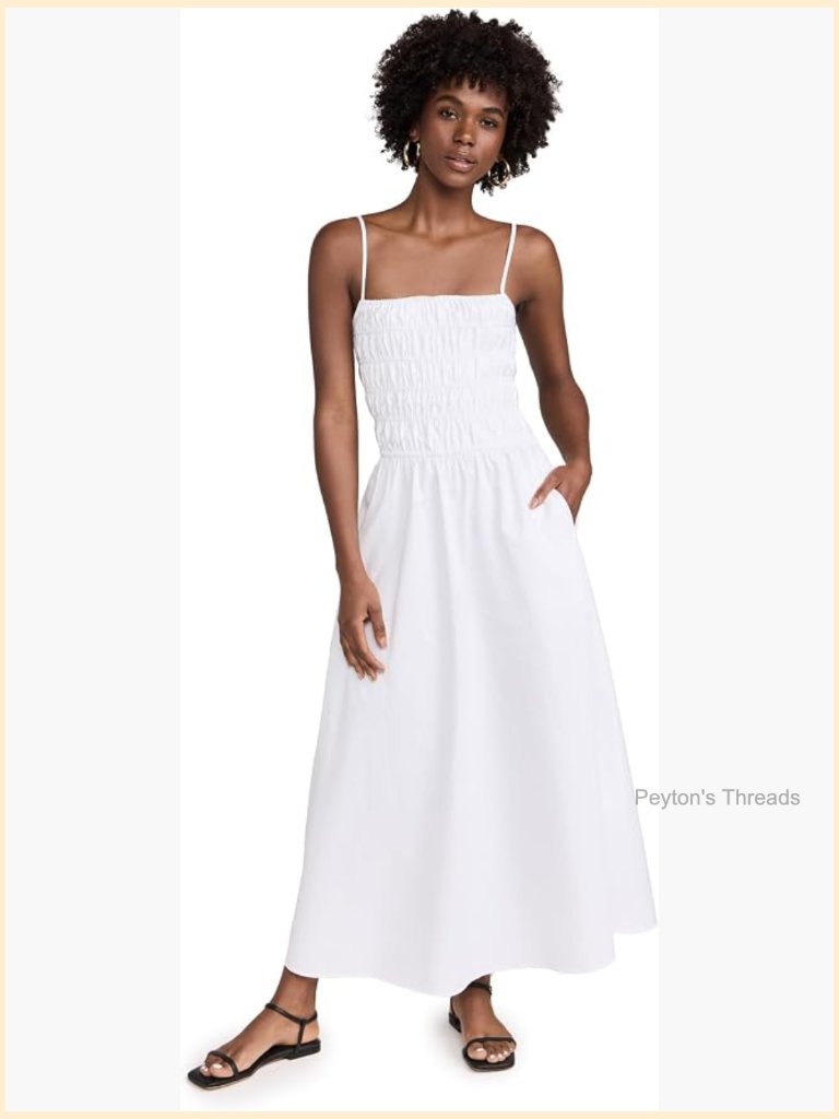 Lightweight Poplin A-Line Midi Dress With Open Back
